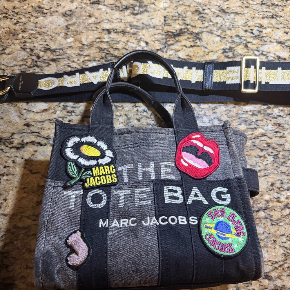 Marc Jacobs Gray Tote with Colorful Patches
